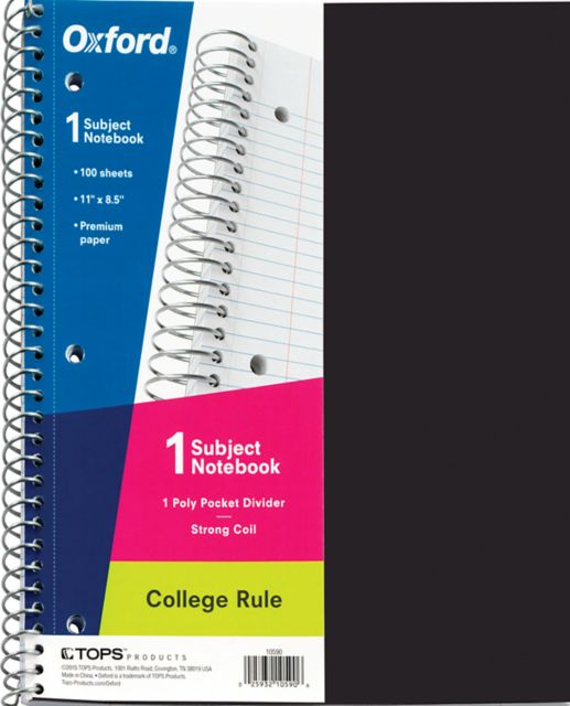 NOTEBK HD POLY 1 SUB 100CT AST