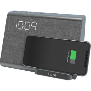 iHome Bluetooth Dual Alarm Clock with Wireless Charging, Speakerphone and USB Charging Port - ONLINE ONLY