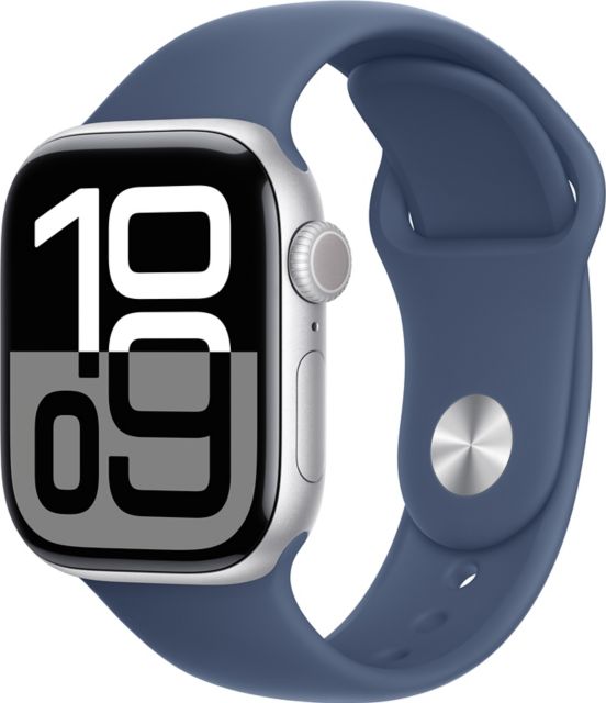 Apple Watch Series 10 GPS 42mm Silver Aluminum Case with Denim Sport Band - S/M - ONLINE ONLY