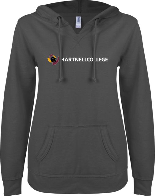 Hartnell ENZA Womens V Notch Raw Edge Fleece Hoodie Horizontal Mark - ONLINE ONLY